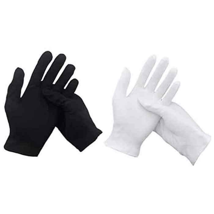 Перчатки косметические ,хлопок 100 % ,набор: белые 1 пара, черные 1 пара, М  #1