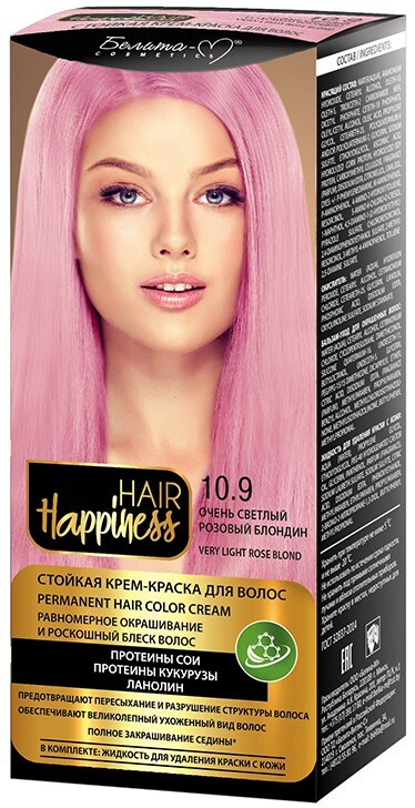 Белита-М Краска для волос Крем HAIR HAPPINESS Стойкая тон №10.9 Очень светлый розовый блондин  #1
