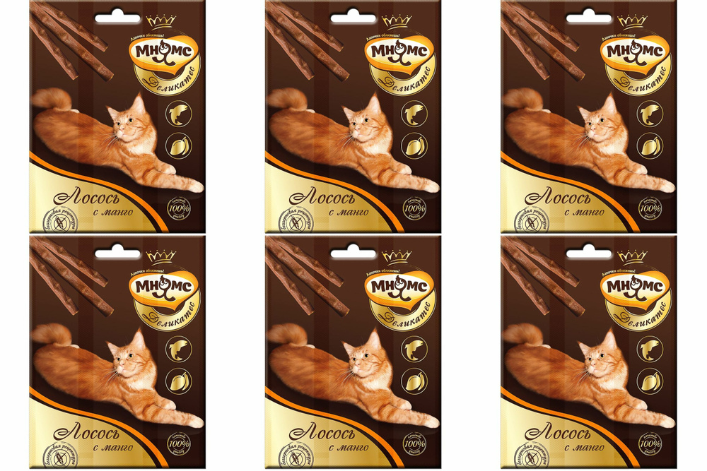 Мнямс Лакомство Деликатес лакомые палочки 9 см для кошек с лососем и ...