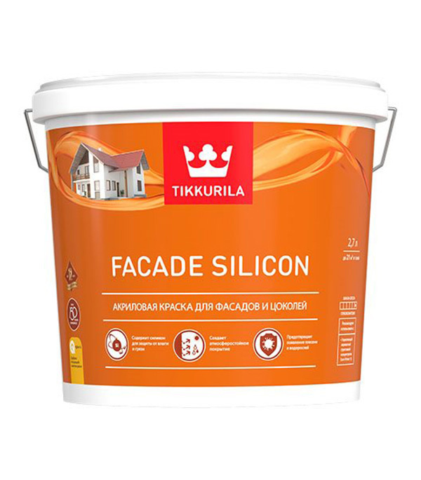 Краска водно-дисперсионная фасадная Tikkurila Facade Silicon основа С 2,7 л  #1