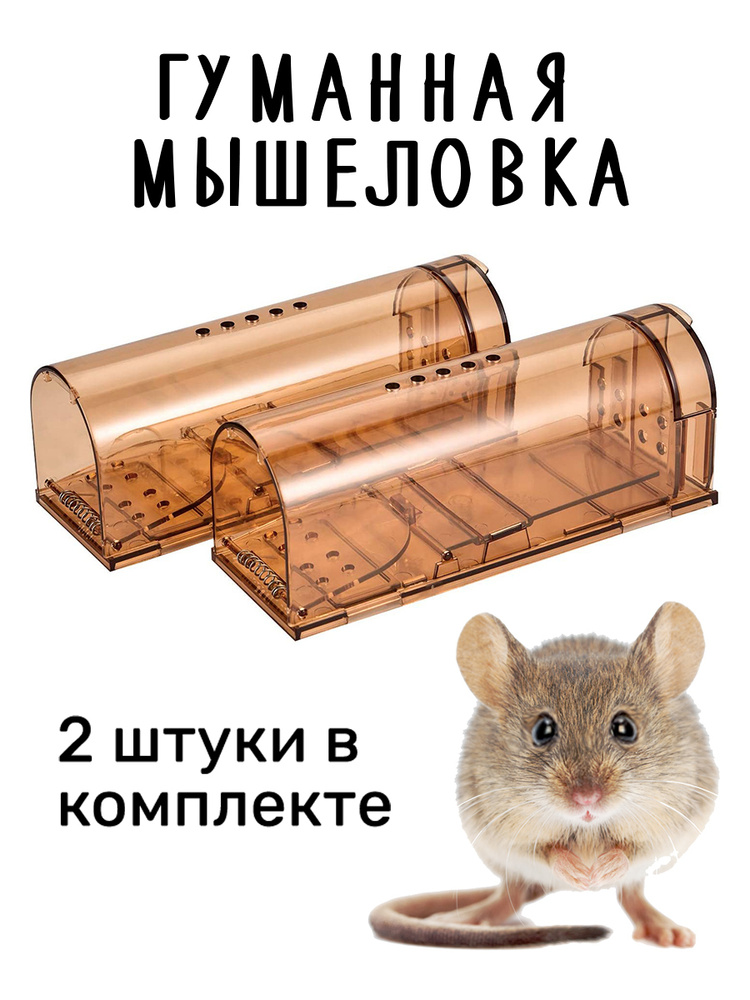 Мышеловка гуманная для мышей, пластиковая, комплект 2 штуки, коричневый цвет  #1