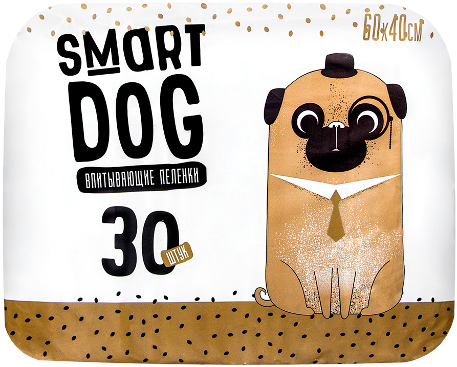 Пеленки впитывающие для собак Smart Dog 60 х 40 см (30 шт) #1