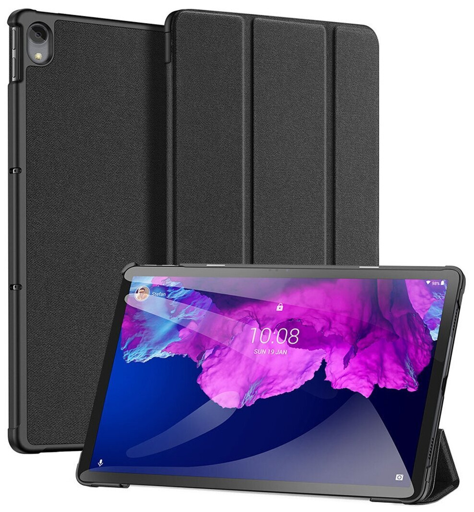 Защитный чехол MyPads книжка из кожи с функцией засыпания, для Lenovo Tab P11 Plus (J607F), черного цвета #1