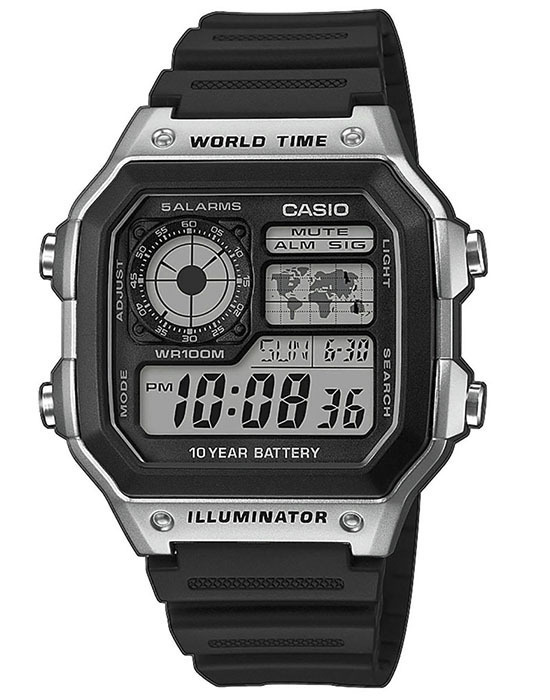 Электронные японские часы Casio Illuminator AE-1200WH-1C с секундомером, будильником, таймером с гарантией #1