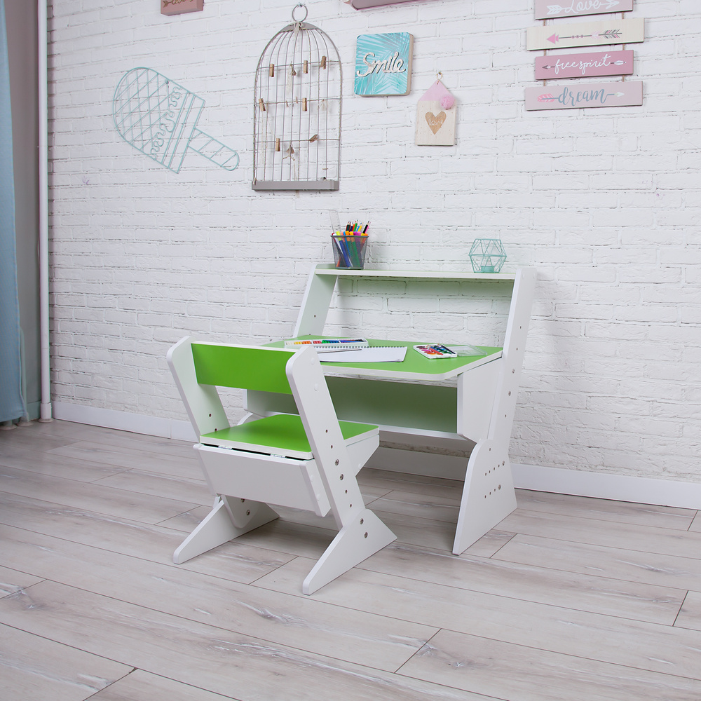Детская растущая парта и стул "Так Так", цвет зеленый/Растущая мебель/Умная мебель  #1