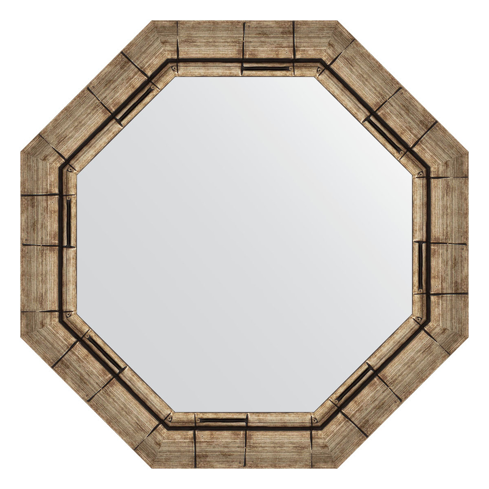 Зеркало в багетной раме - серебряный бамбук 73 mm (58x58 cm) (EVOFORM) BY 7322  #1