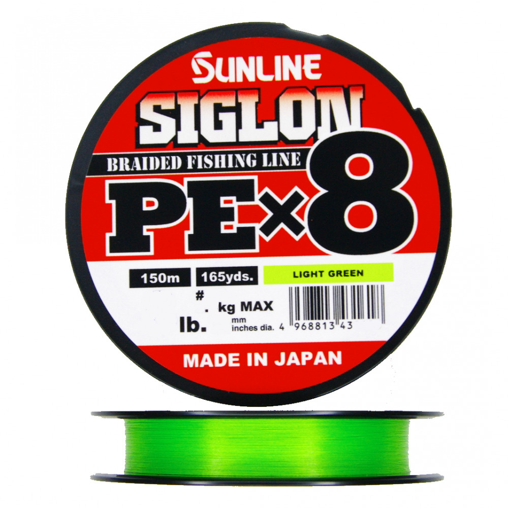 Шнур плетеный Sunline Siglon PEx8 150м #2.0/15.5кг (светло-зеленый) / Для джига и твичинга воблеров / #1