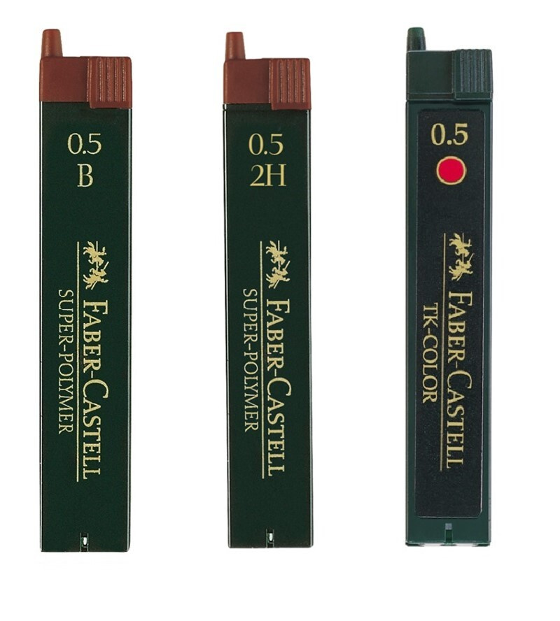 Грифели Faber-Castell, 0,5 мм, Super-Polymer, TK-Color красные, твердость B + 2H + HB, 3 тубы по 12 шт. #1
