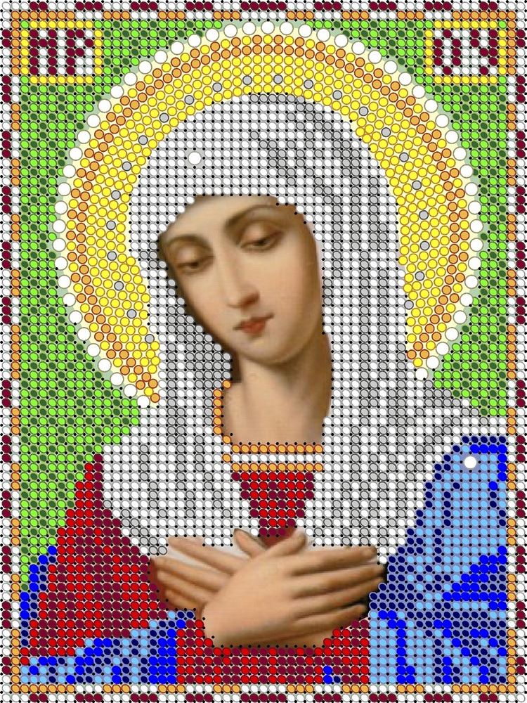 Набор для вышивания "Светлица" чешский бисер, икона Пресвятая Богородица Умиление, 12х16 см  #1