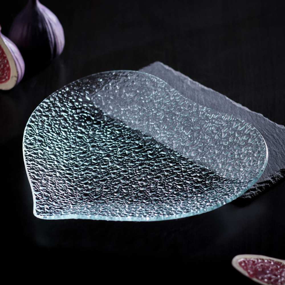 Блюдо стеклянное для подачи и сервировки "Акцент. Сердце", размер 21,5х19,5х2 см., цвет прозрачный  #1