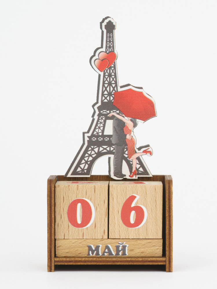 Вечный календарь "Париж" из дерева (бук) #1