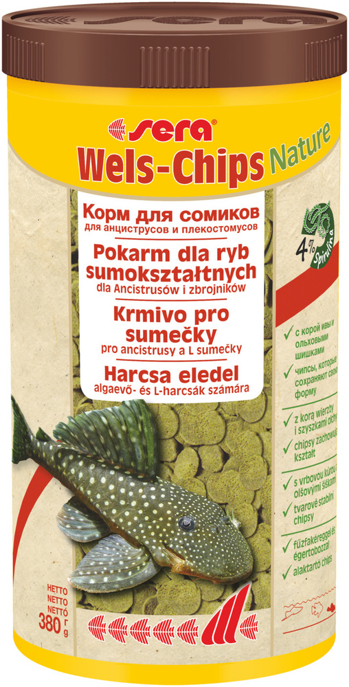 Корм для рыб Sera Wels Chips для сомов-прилипал, в виде чипсов, 380 гр  #1