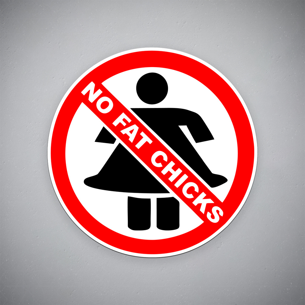 Наклейка на авто "No fat chicks - Нет толстым цыпочкам" размер 19x19 см  #1