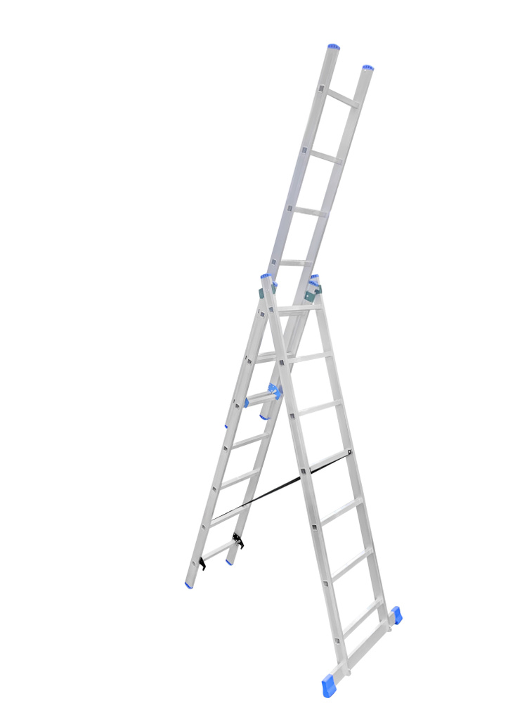 Лестница алюминиевая LadderBel трехсекционная 7 ступеней, 3 секции 7 ступеней, 3х7  #1