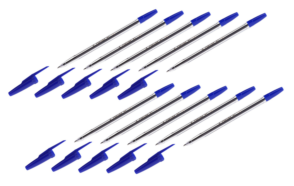 Ручка шариковая Corvina "51 Classic" синяя, 1,0мм, прозрачный корпус (10 штук)  #1