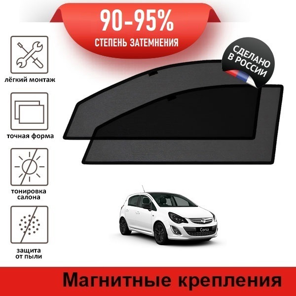 Каркасные шторки LATONIK PREMIUM на Opel Corsa (D) рестайлинг (2010-2014) хэтчбек 5d на передние двери #1
