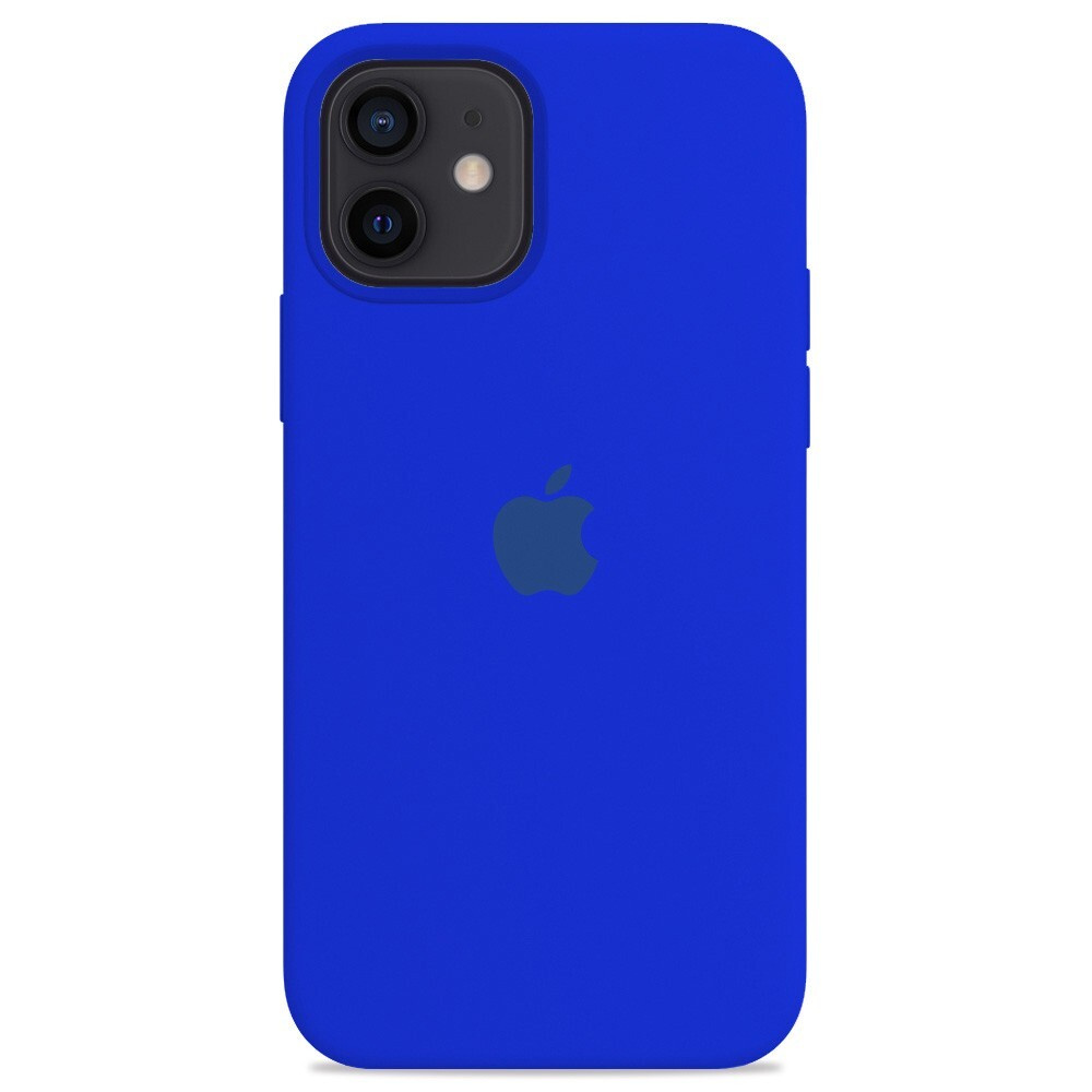 Силиконовый чехол для смартфона Silicone Case на iPhone 12 / Айфон 12 с логотипом, ультра синий  #1