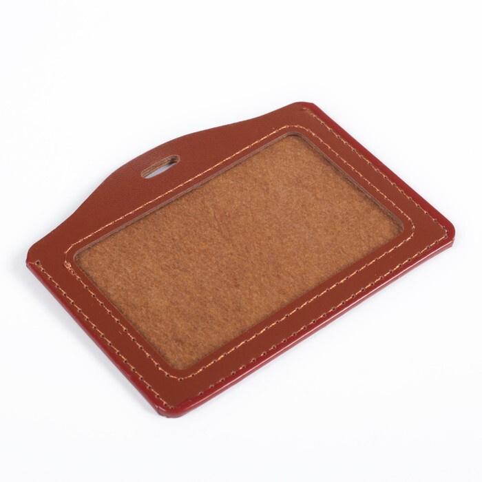 Бейдж-карман горизонтальный, (100 х 70 мм), ПВХ, коричневый #1