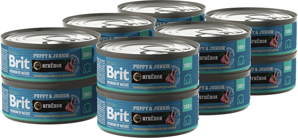 Консервы для щенков Brit Premium by Nature, с ягненком, 100 г х 12 шт #1
