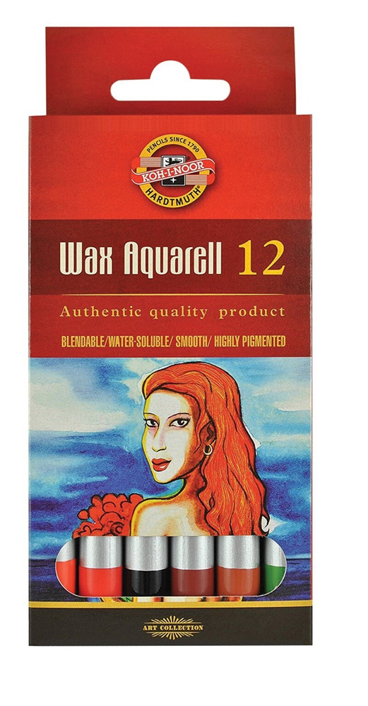 Карандаши цветные пастельные KOH-I-NOOR Wax aquarell, 12 цветов, акварельные, восковые, 8282012003KS #1