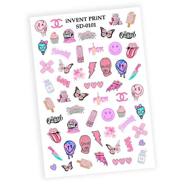 iNVENT PRiNT слайдер дизайн / водные наклейки для ногтей / наклейки на ногти Pop Art, SD-101  #1