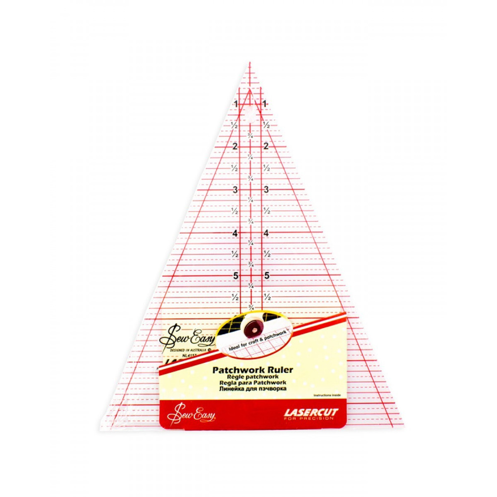 Линейка-треугольник с углом 45*, градация в дюймах, размер 8 1/2 x 7 21,59 х 17,78 см прозрачный с красно-черной #1