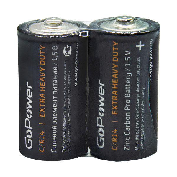 GoPower Батарейка C, Солевой тип, 1,5 В, 2 шт #1