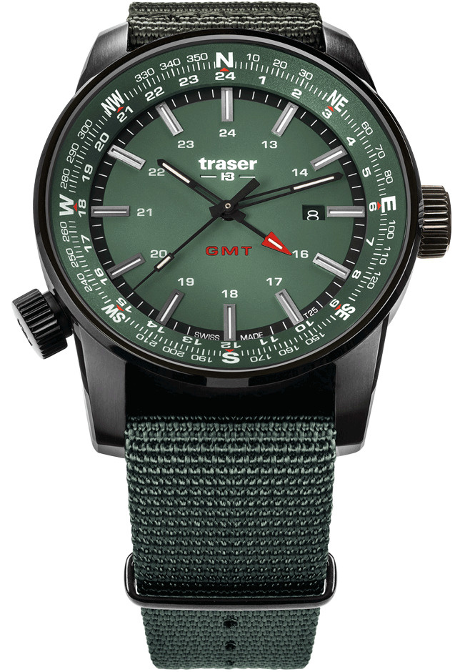 Traser Часы наручные Кварцевые Мужские часы Traser P68 Pathfinder GMT Green 109035  #1