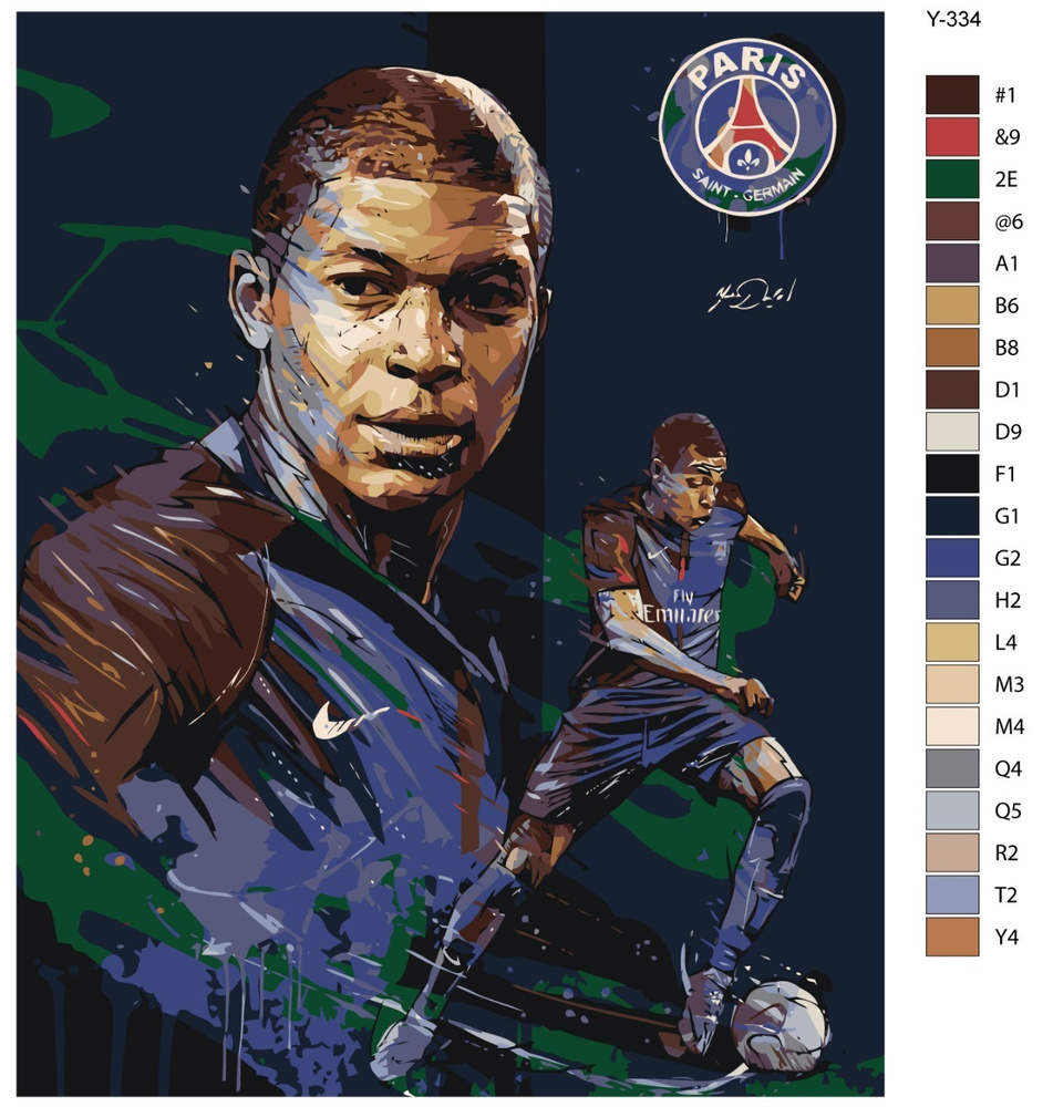 Картина по номерам Y-334 "Футболист Килиан Мбаппе. Национальная сборная Франции" 70x90  #1