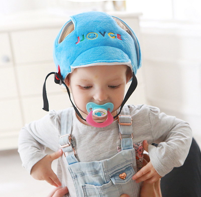 Шлем-шапка противоударная для малышей Happy monkey, голубая #1