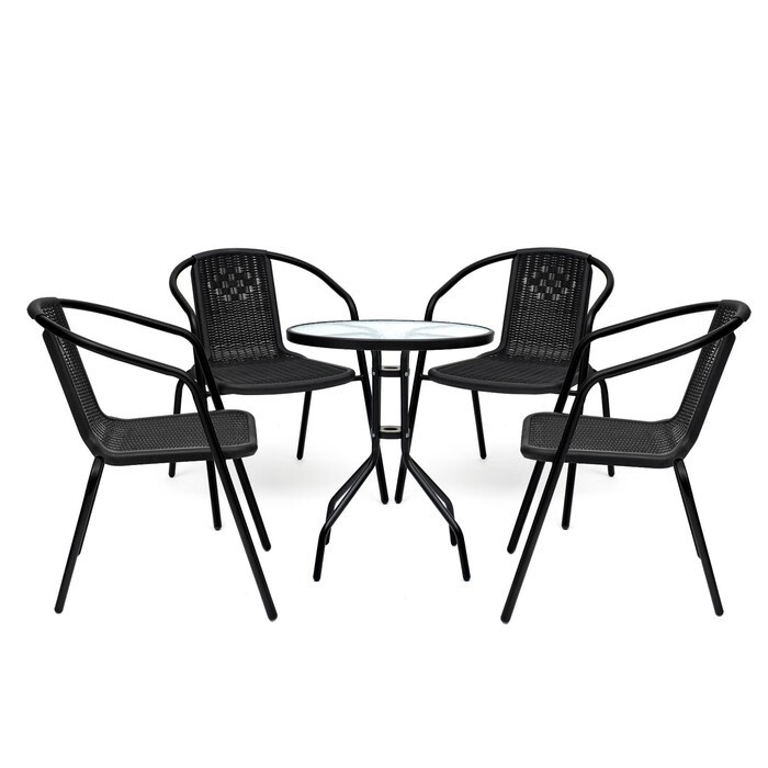 Набор садовой мебели: стол + 4 кресла, черный #1