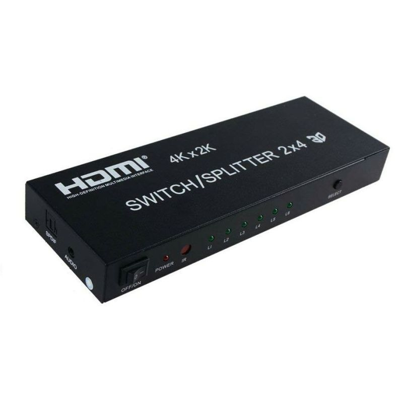 Матричный коммутатор - свитч-сплиттер 2x4 HDMI 4K 3D оптика (Toslink/SPDIF) jack 3.5mm (AUX), пульт, #1
