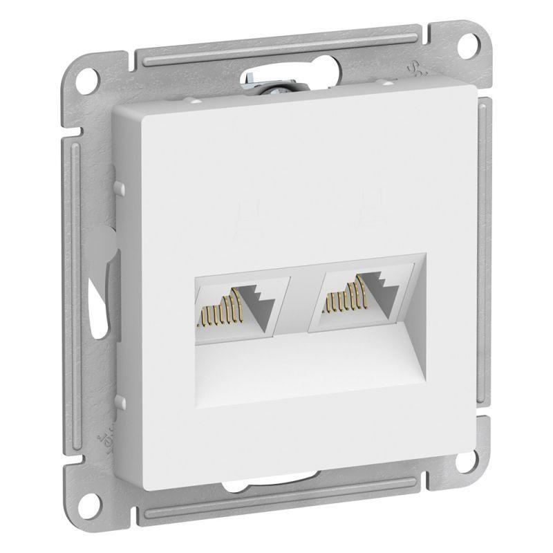 Розетка компьютерная 2-м AtlasDesign RJ45 кат.5E механизм бел. код ATN000185 Schneider Electric (4шт.в #1