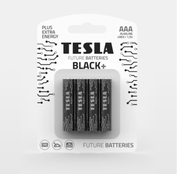 Щелочные батарейки TESLA BLACK+ ААА (LR03, 1.5V, блистер) 4 шт #1