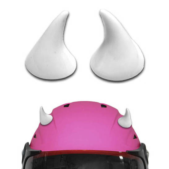 Мини рожки на шлем, украшение для мото шлема белые рожки на 3М скотче 2шт.  #1