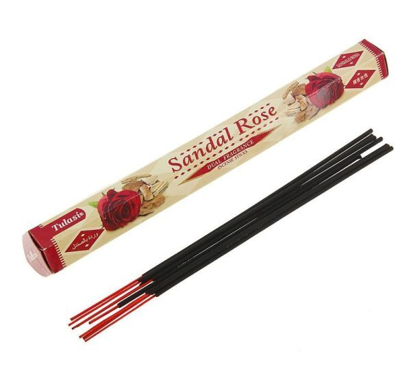 Tulasi SANDAL ROSE Dual Fragrance Incense Sticks, Sarathi (Туласи благовония САНДАЛ РОЗА, Саратхи), уп. #1