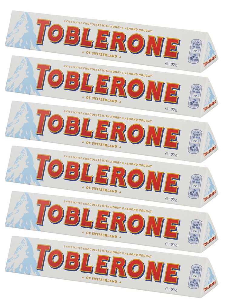 TOBLERONE шоколад белый с медово-миндальной нугой 100гр, 6шт. Швейцария  #1