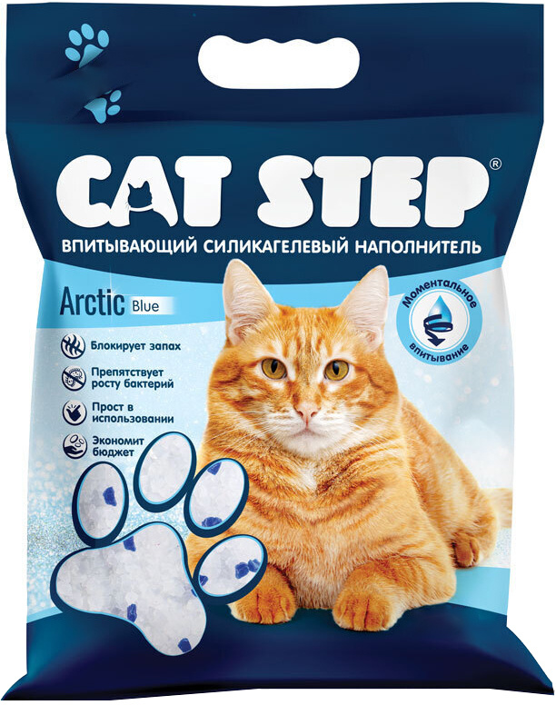 Наполнитель CAT STEP Arctic Blue, впитывающий, силикагелевый, 3.8 л, 1.77 кг  #1