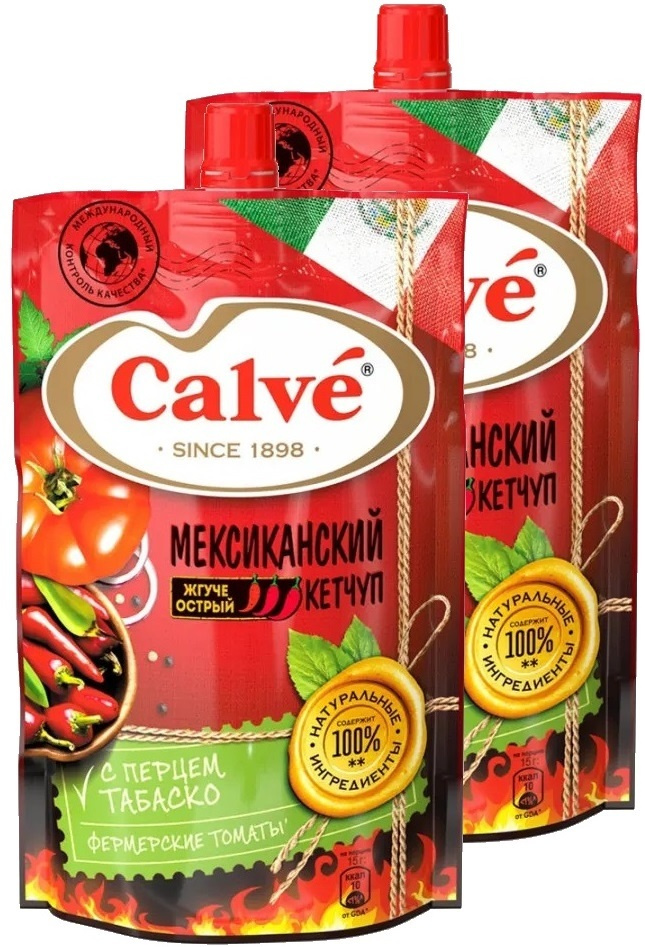 Кетчуп Calve Жгучий мексиканский с Табаско, 2 шт. по 350 г #1