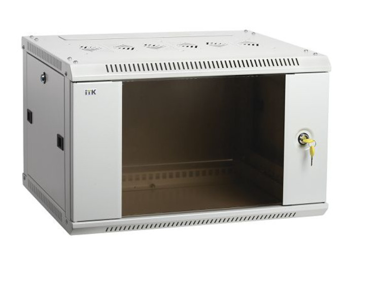 Шкаф коммутационный ITK Linea W (LWR3-12U64-GF) настенный 12U 600x450мм пер.дв.стекл 90кг серый 350м #1