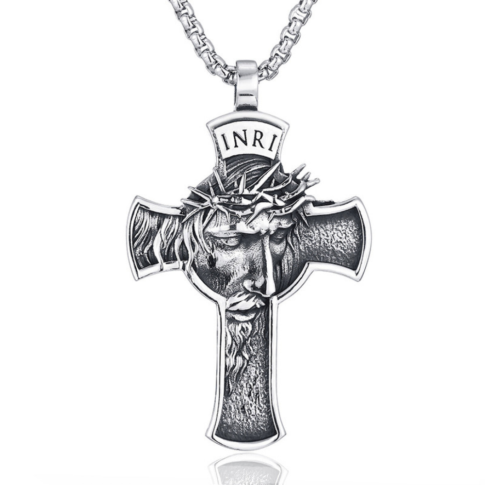 Крест с изображением Иисуса и цепочкой 60 см. #1