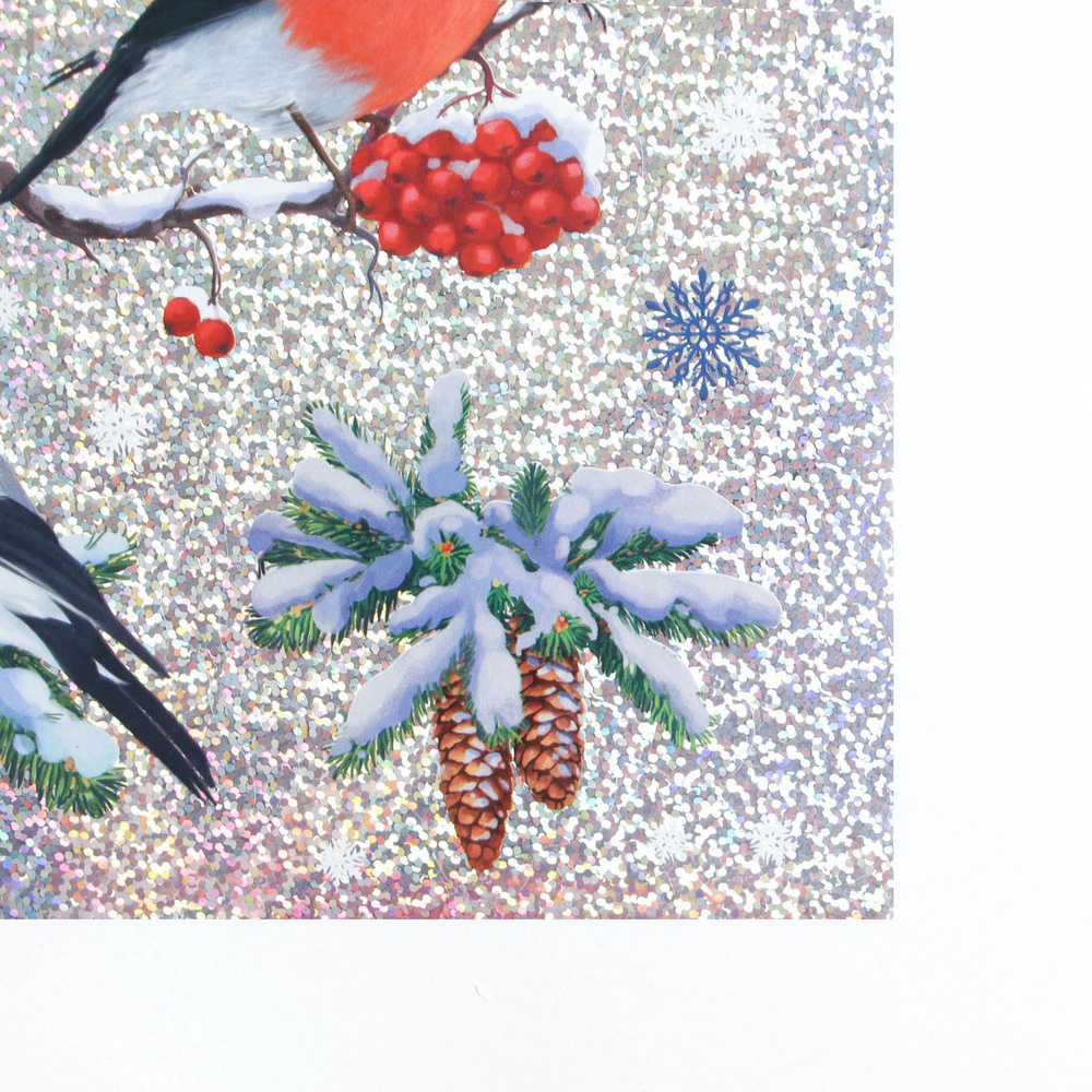 Интерьерная Стикер наклейка голография Снегири, 21 33 см #1