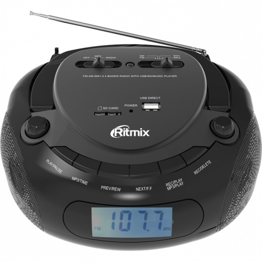 Магнитола Ritmix RBB-030BT черный, 10 Вт, Bluetooth, rbb-030 #1