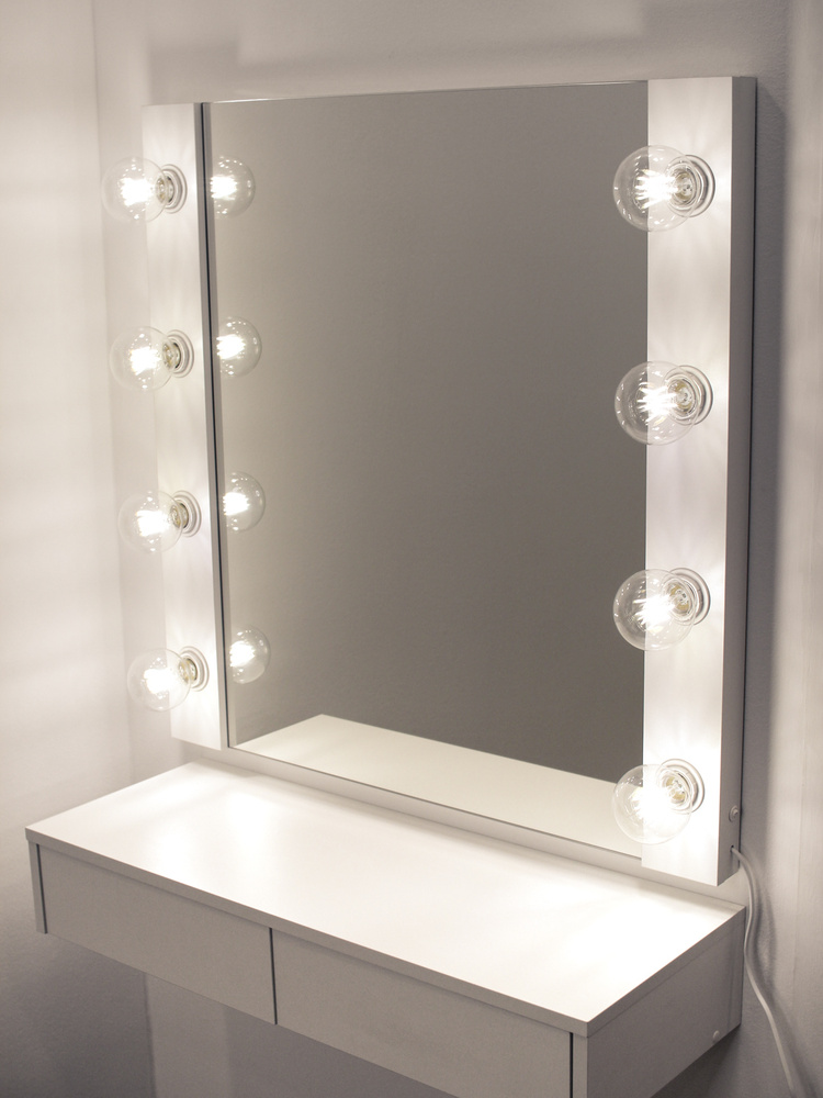 Зеркало макияжное 80*80см с большими лампами (прозрачные)  #1