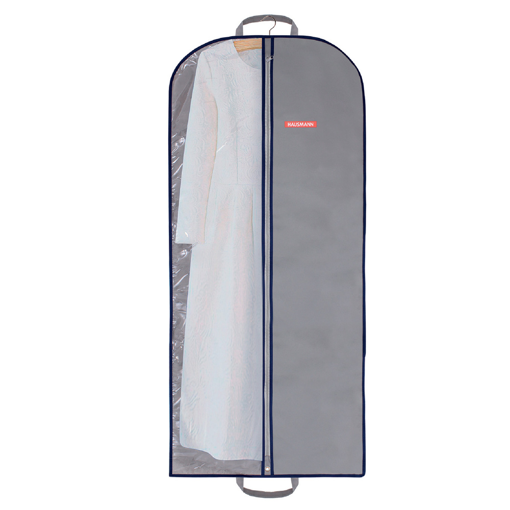 Чехол для одежды на молнии Hausmann 140x60 см с прозрачной вставкой и ручками цвет серый  #1