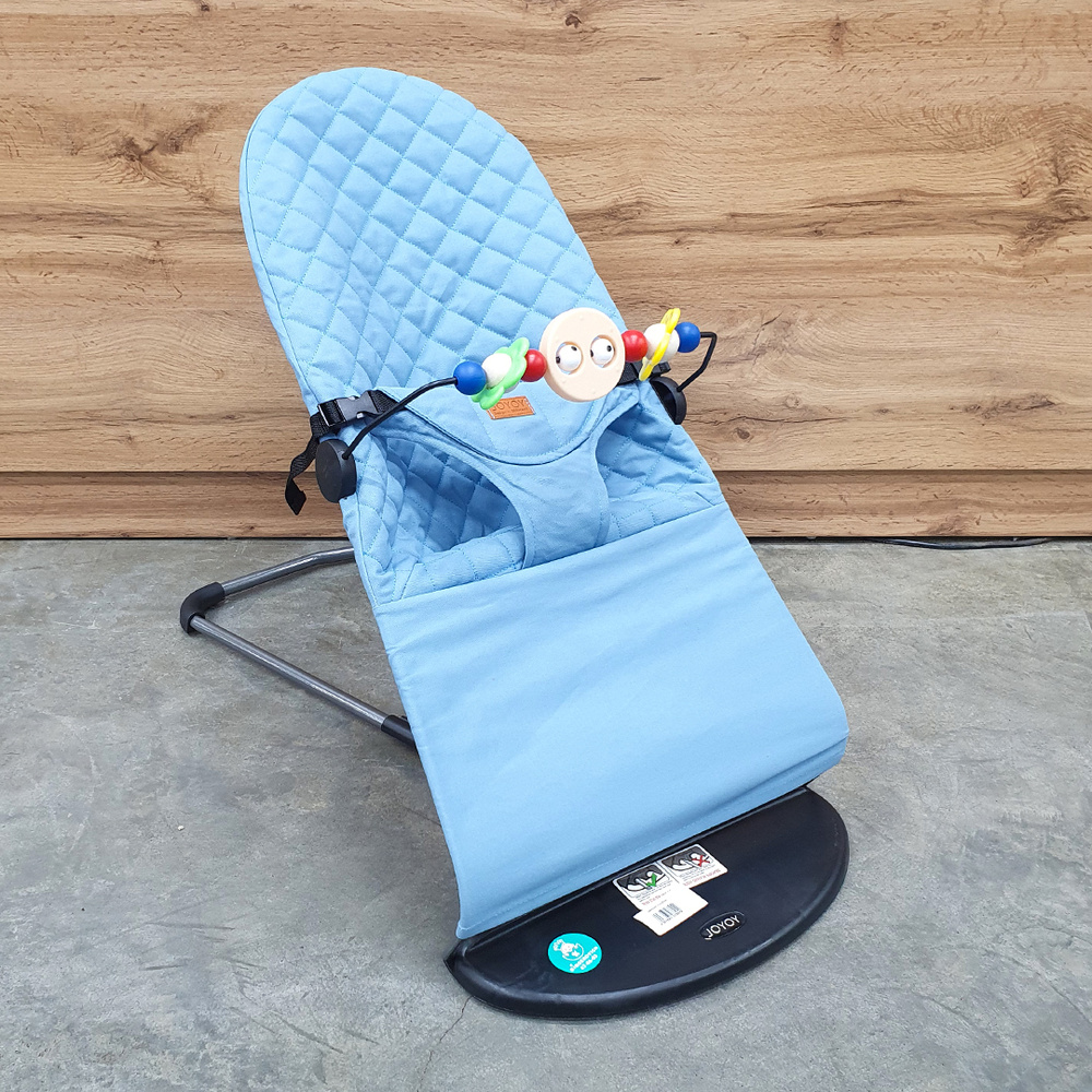 Шезлонг для новорожденных JOYOY, голубой / Кресло-качалка + дуга с игрушками  #1