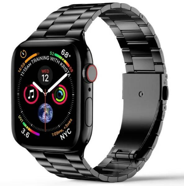 Ремешок металлический для умных смарт часов Apple Watch 42 / 44 / 45 / 49 mm, браслет блочный из нержавеющей #1