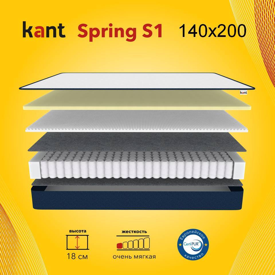 Матрас анатомический на кровать Kant Spring S1 140х200х18 Кант #1