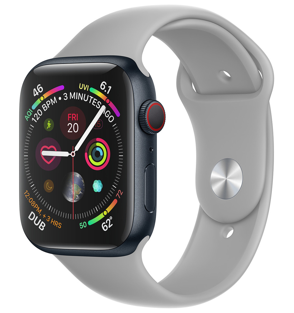 Ремешок силиконовый для Apple Watch в корпусе 42/44/45 мм, размер запястья - M(L), Серый ремешок на часы #1