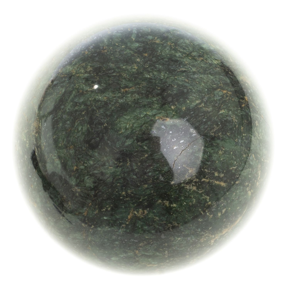 Шар из темно-зеленого змеевика 9,5 см / сувенир из камня #1